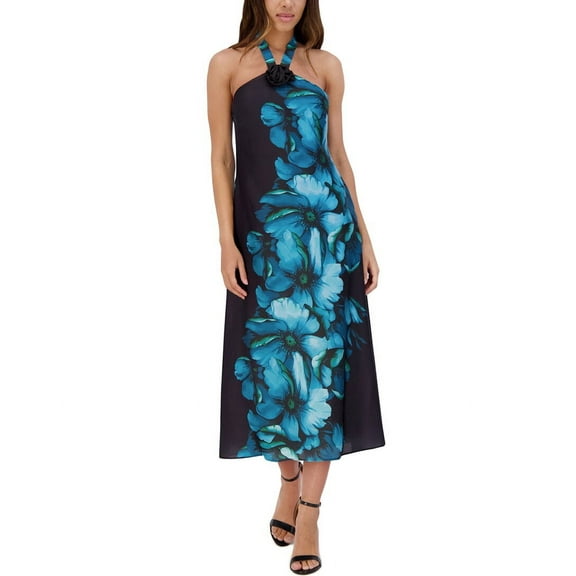 Siena womens  Printed Charmeuse Midi Dress, 4