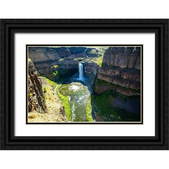 Sienda, Jolly 18x13 Black Ornate Wood Framed with Double Matting Museum Art Print Titled - Palouse Falls State Park-Franklin and Whitman Counties-Washington State-waterfall landscape
