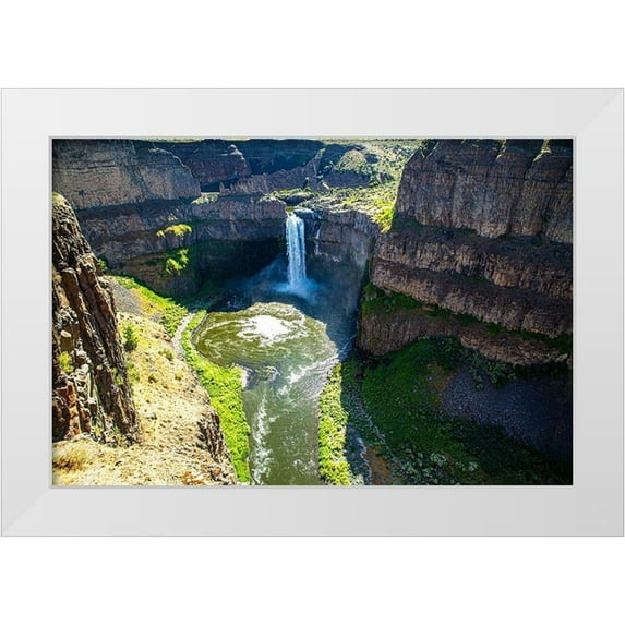 Sienda, Jolly 32x23 White Modern Wood Framed Museum Art Print Titled - Palouse Falls State Park-Franklin and Whitman Counties-Washington State-waterfall landscape