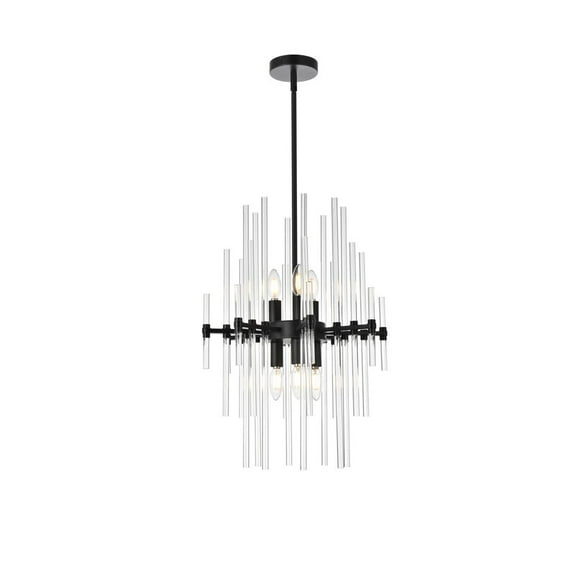 Sienna 17 inch crystal rod pendant in black
