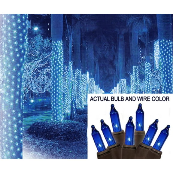 Sienna 2' x 8' Blue Incandescent Outdoor Christmas Net Lights