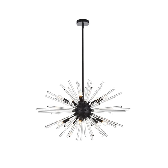 Sienna 32 inch crystal rod pendant in black