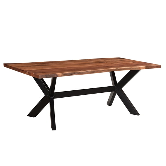 Taran Designs Harper 81" Live Edge Solid Wood Dining Table in Brown/Black