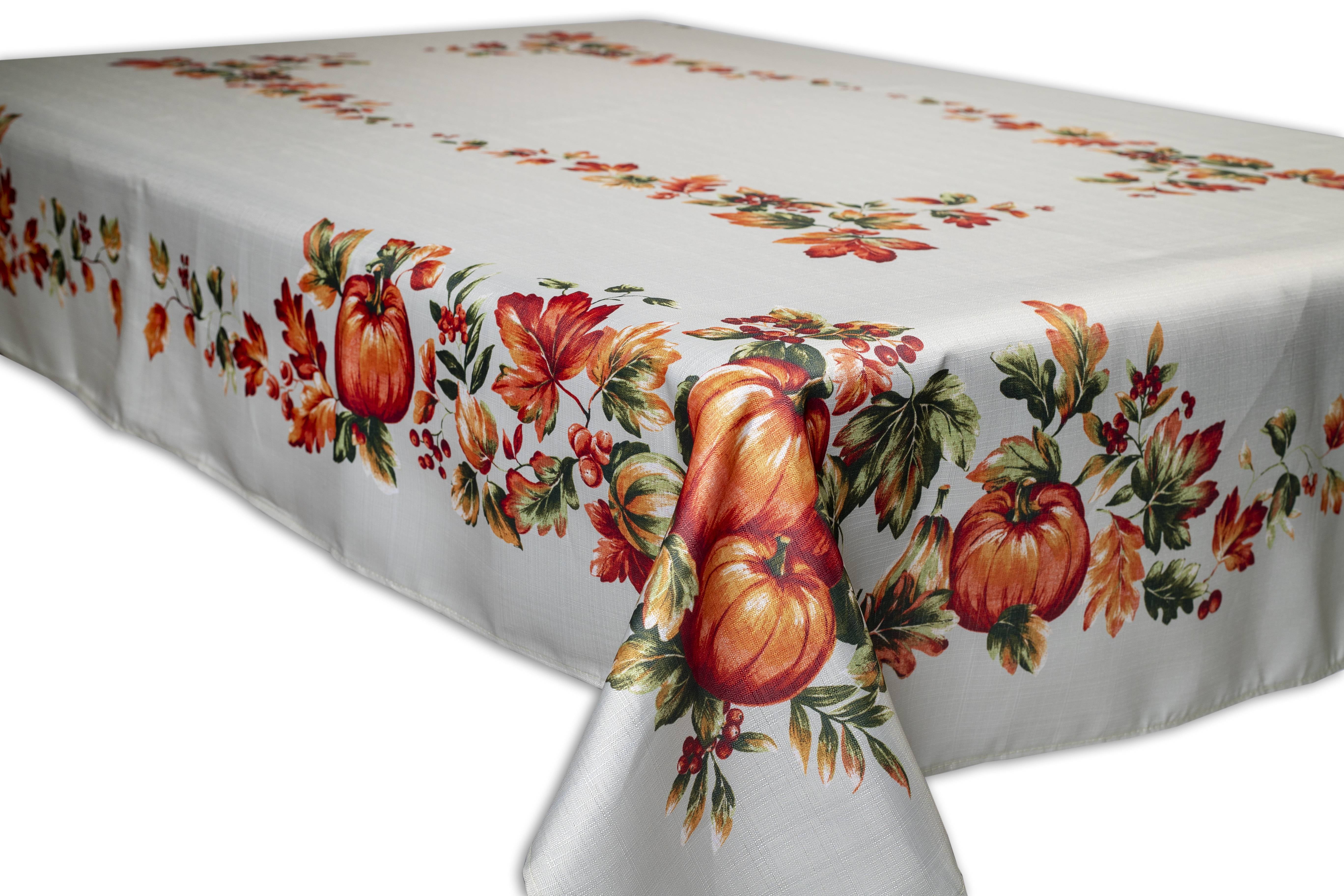 Sienna Autumn Pumpkin 100% Polyester Tablecloth 60"X84", Multicolor