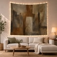 thumbnail image 1 of Sienna and Charcoal Blocks Around a Cream Center, Peaceful Abstract for Art Lovers, Earth Tone Wall Art, Housewarming Gift, Tapestry Wall Hanging for Bedroom and Living Room, 1 of 7