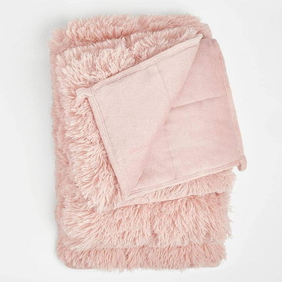 Sienna Fluffy Fleece Weighted Blanket Sensory Throw - Blush, 125 x 180cm - 6kg