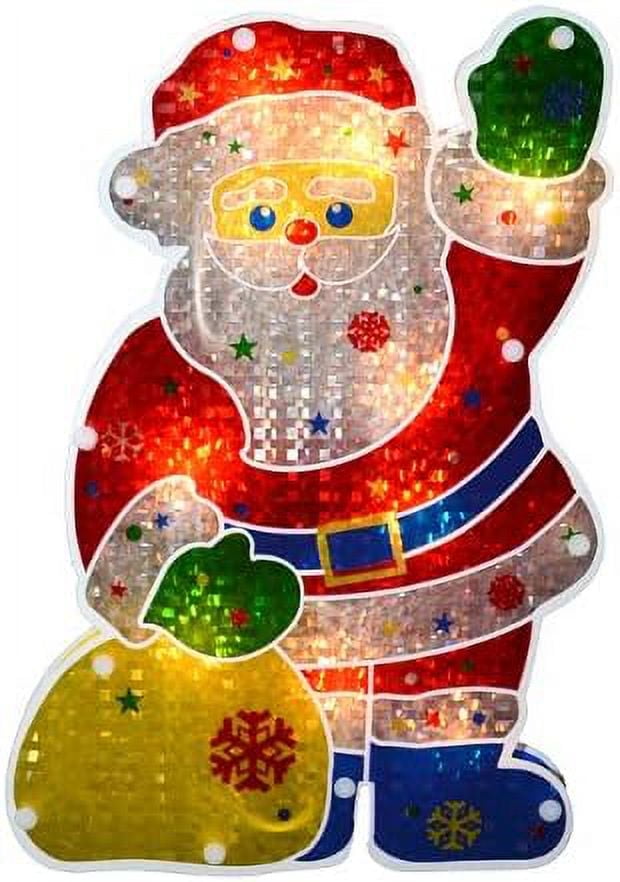Sienna Lighted Holographic Santa Claus Christmas Window Silhouette ...