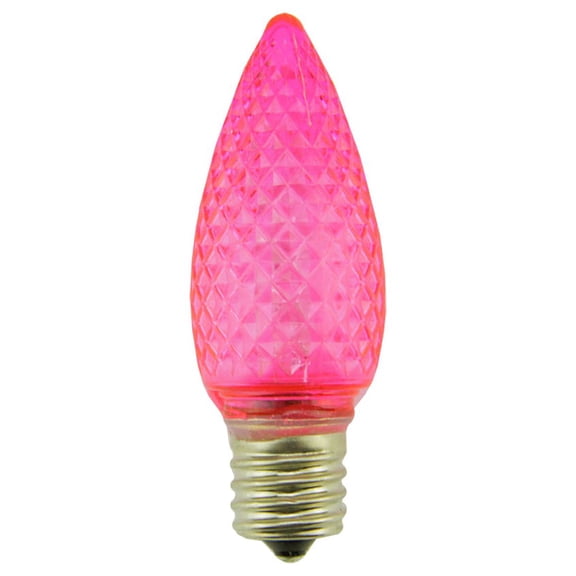 Pack of 4 Faceted Transparent Pink LED C9 Christmas Replacement Bulbs