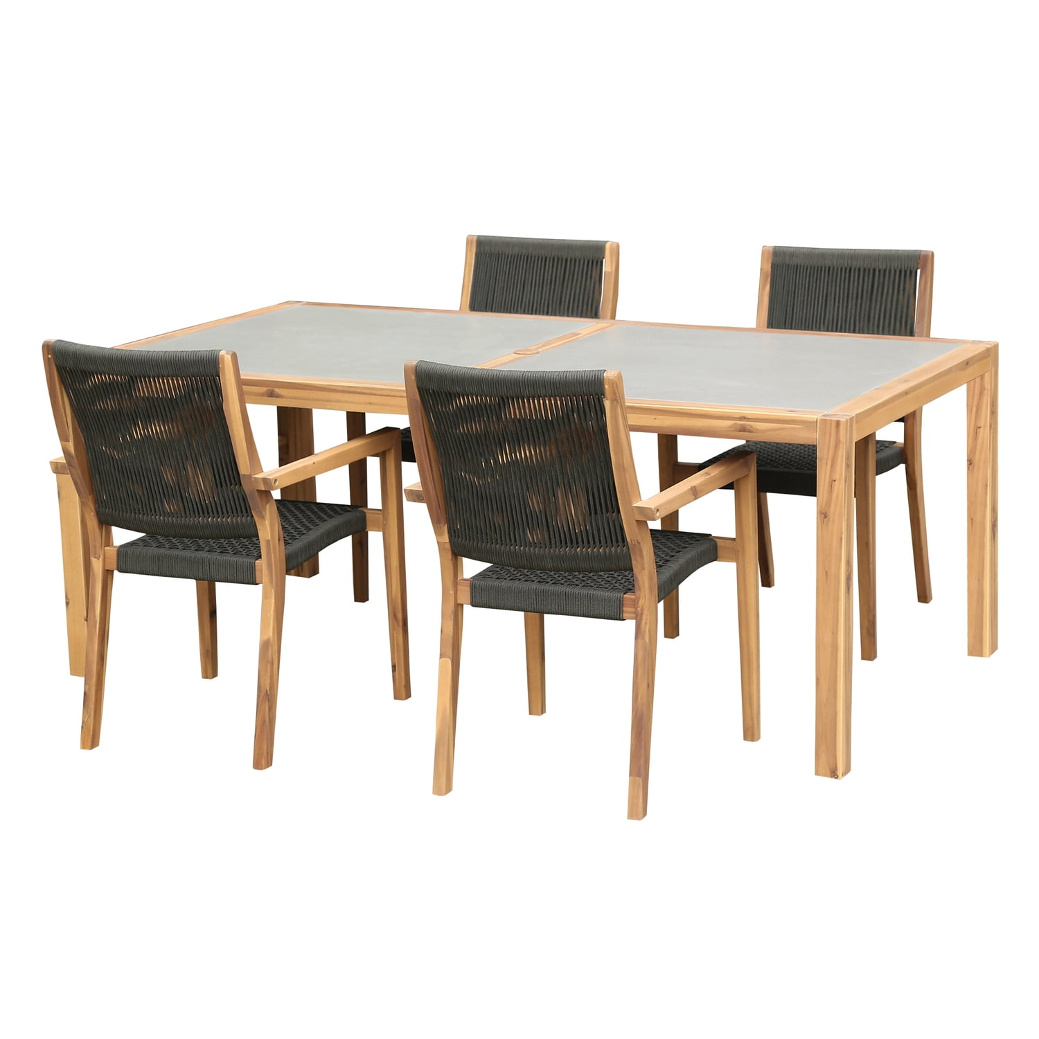 Sienna and Madsen Eucalyptus 5 Piece Outdoor Patio Dining Set