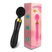Sientice 18 Speed Dildo Vibrator Female Powerful 2 motors AV Magic Wand Clitoris Vaginas Stimulator Adults Goods Sex Toy Dildos for Women(Black)