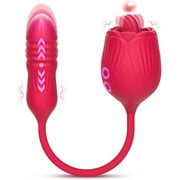 Sientice Ladies Rose Toy Vibrator - Clit licking stimulator with thrust and vibrating butt plug, Upgraded 4 in 1 Nipples Clitoris Teasing Vibrator, Female Sex Toys