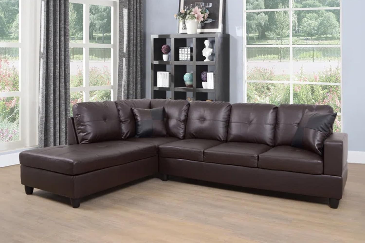 Sienwiey LShape Faux Leather Sectional Sofa & Chaise Couch Set for