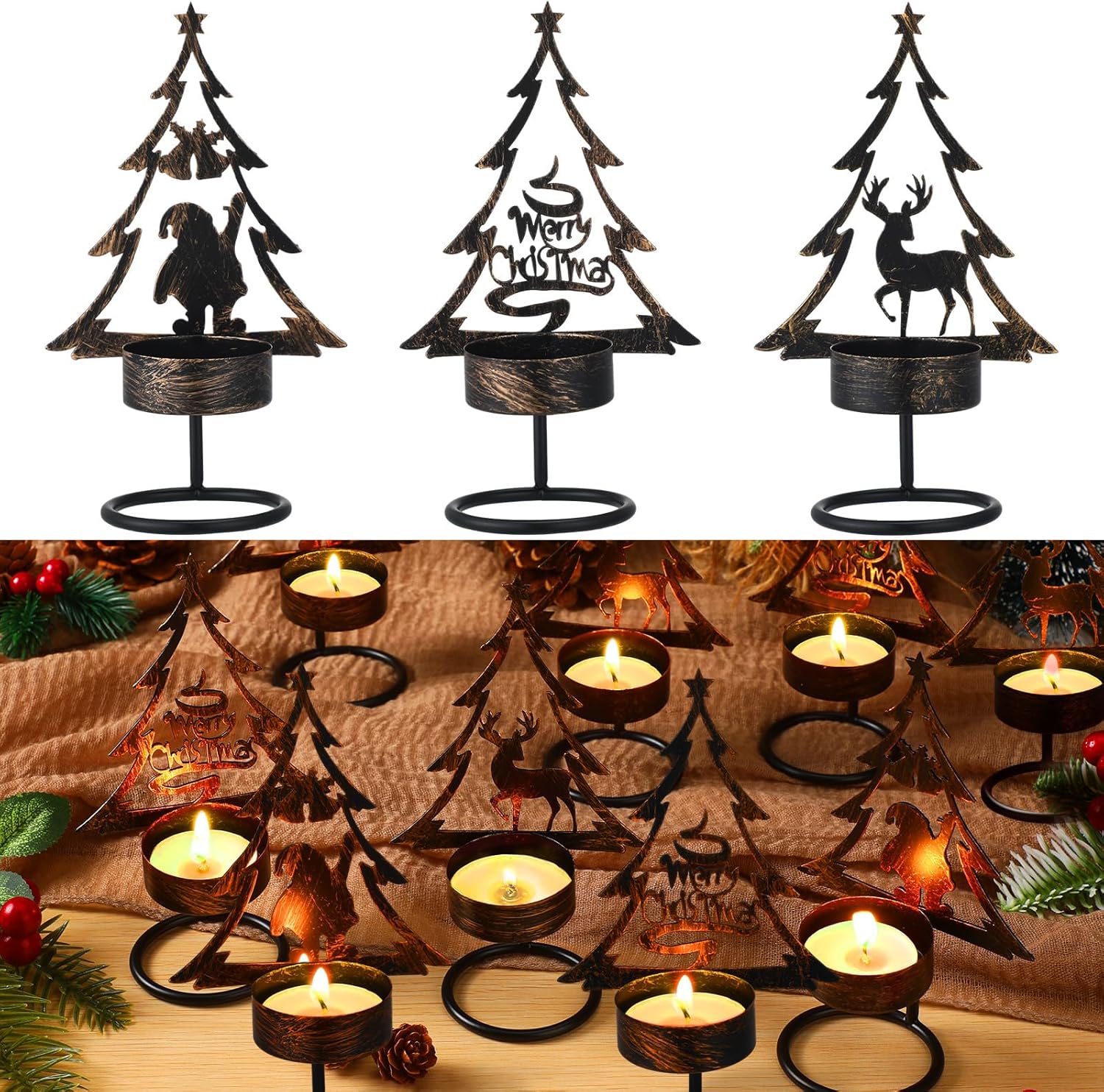 Sieral 9 Pcs Christmas Candle Tealight Holders, 5.5 H Metal Tree — free download