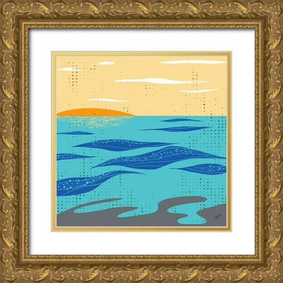 Sierer, Trish 12x12 Gold Ornate Wood Framed with Double Matting Museum Art Print Titled - Calm Surf