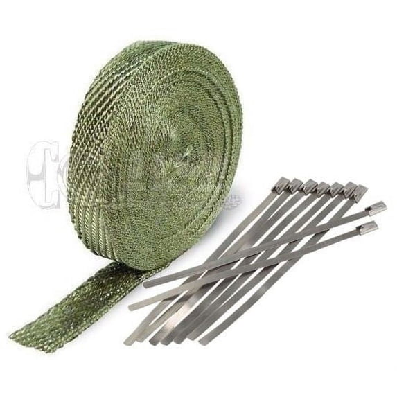 Sierra 2" x 50' Protection Header Exhaust Heat Wrap Titanium with 8 Steel Ties