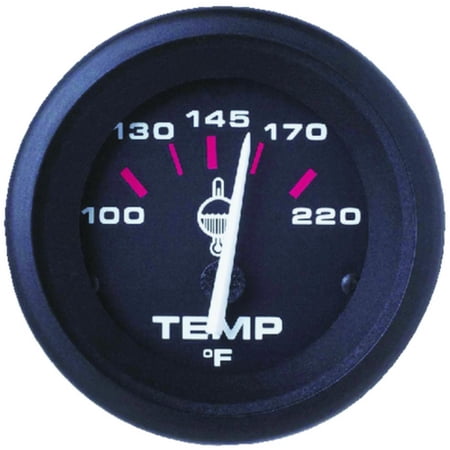 Sierra 58862P Amega Signature Series 2" Black Outboard Hot and Cold 100-220 F Dial Range Water Temperature Gauge Kit with "J" Sender Code
