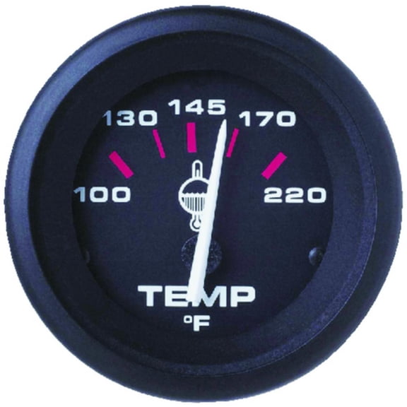 Sierra 58862P Amega Signature Series 2" Black Outboard Hot and Cold 100-220 F Dial Range Water Temperature Gauge Kit with "J" Sender Code