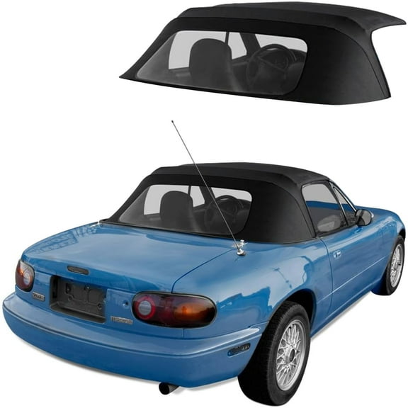 Sierra Auto Tops Replacement Convertible Soft Top with Heavy Gauge Pressed Plastic Window, fits Mazda Miata MX5 models 1990-2005, Premium Grade Cabrio Vinyl, Black