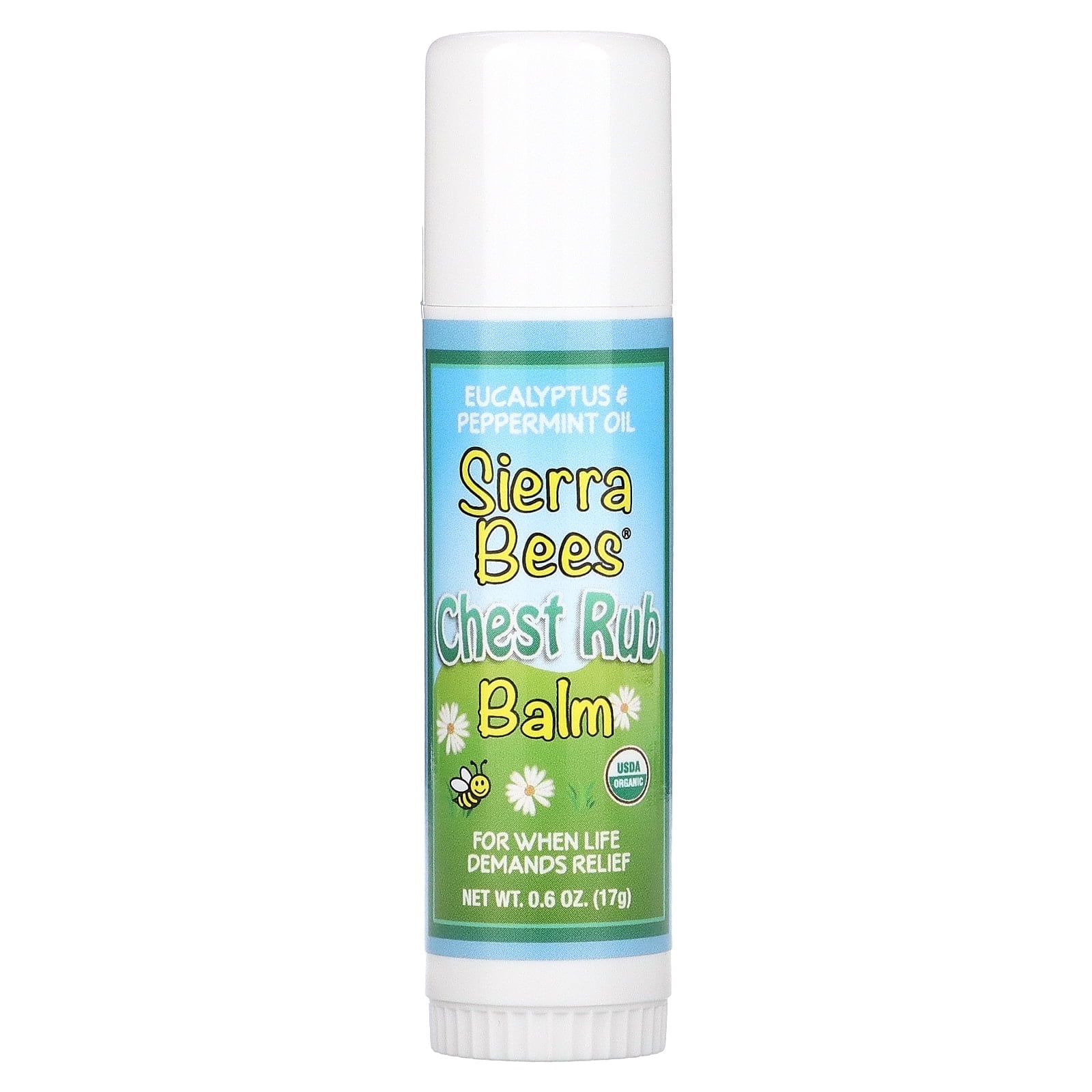 Sierra Bees Chest Rub Balm Stick Eucalyptus & Peppermint 0.6 oz (17 g) Pack of 3
