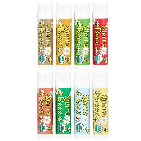 Sierra Bees Organic Lip Balms Combo Pack, 8 Pack, 0.15 oz (4.25 g) Each