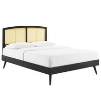 Sierra Cane and Wood Full Platform Bed With Splayed Legs Black