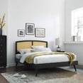 thumbnail image 1 of Modway Sierra Cane Rattan and Wood Full Platform Bed with Splayed Legs in Black, 1 of 9