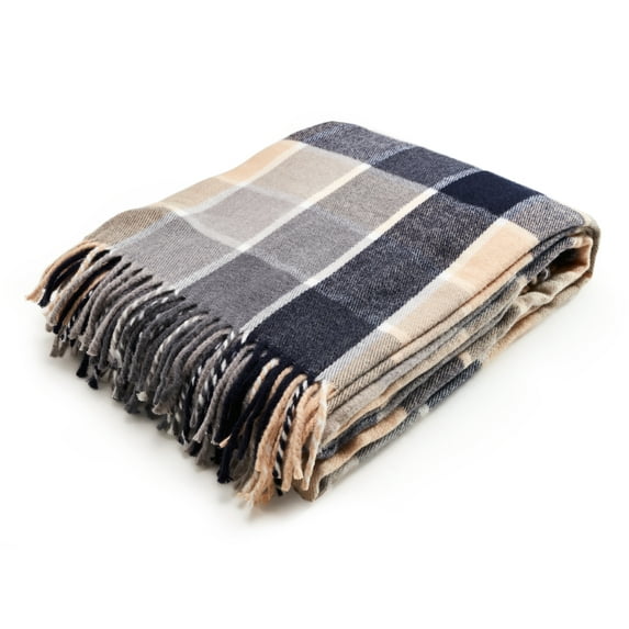 Sierra Collection Tartan Plaid Design Turkish Throw Blanket , Blue