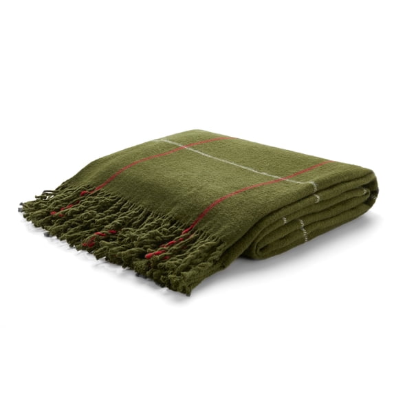 Sierra Collection Tartan Plaid Design Turkish Throw Blanket, Dark Green