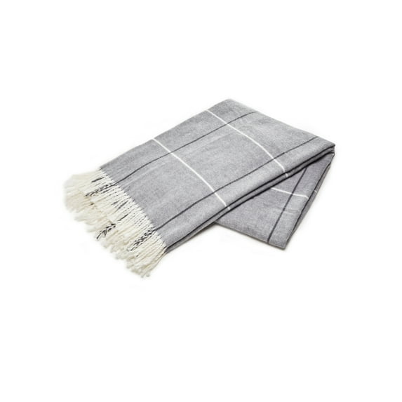 Sierra Collection Tartan Plaid Design Turkish Throw Blanket , Gray
