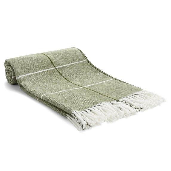 Sierra Collection Tartan Plaid Design Turkish Throw Blanket, Green