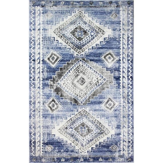 Sierra Collection Transitional Polpropylene Power Loom Area Rug - Light Blue - 3 ft. 6 in. x 5 ft. 6 in.