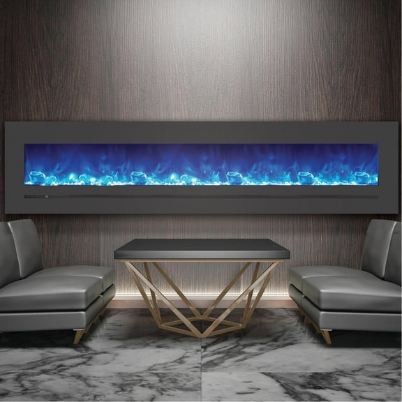 Sierra Flame by Amantii Wall Mount/Flush Mount 88-Inch Electric Fireplace with Steel Surround