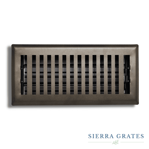 Sierra Grates 4” x 10” Contemporary Design Floor Register - Metallic Bronze color,  with Air Filter  - Vent Cover for Home Floor, Rectangle