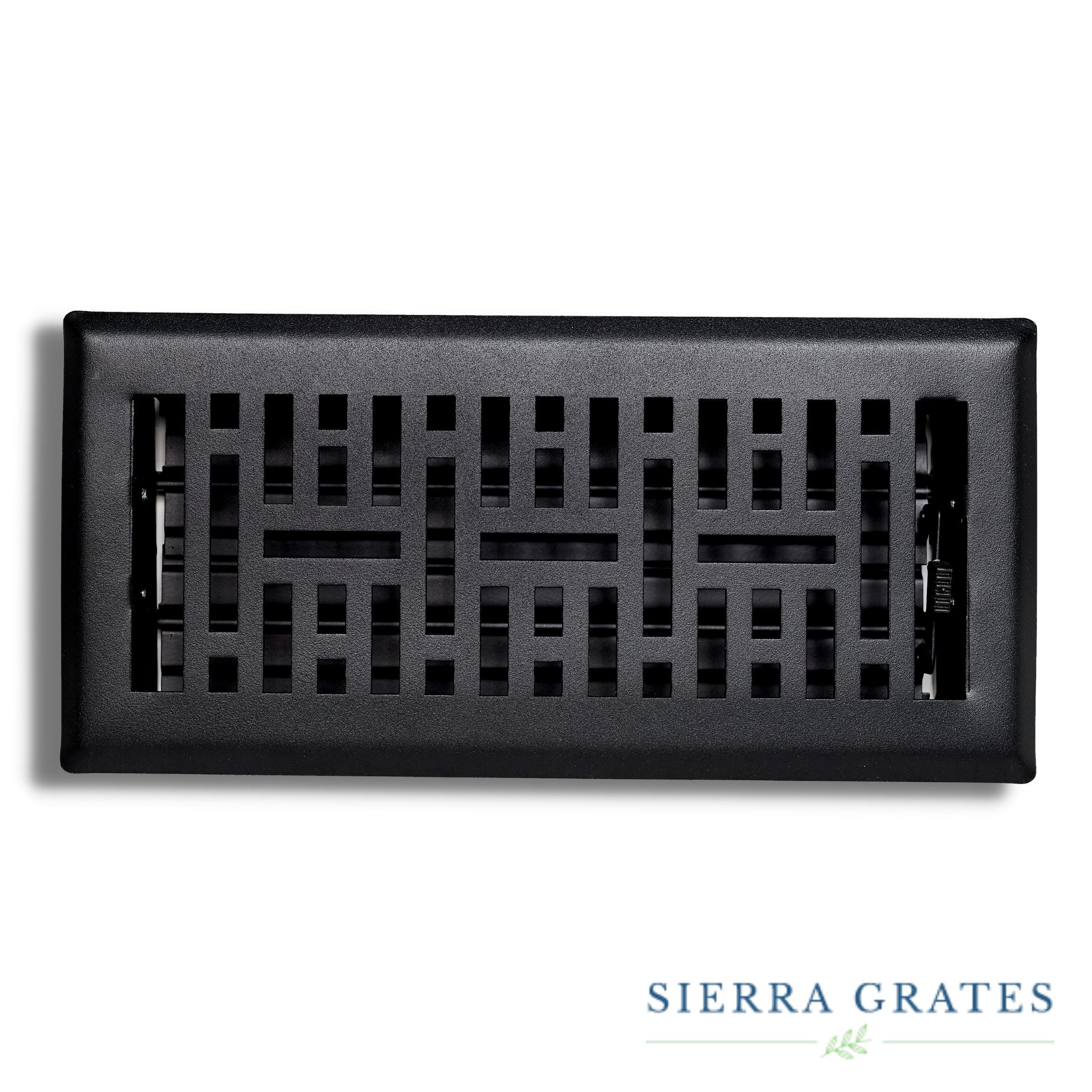 Sierra Grates 4” x 10" Metro Design Floor Register With Air Filter - Cast Iron Black finish - Vent Covers for Home Floor