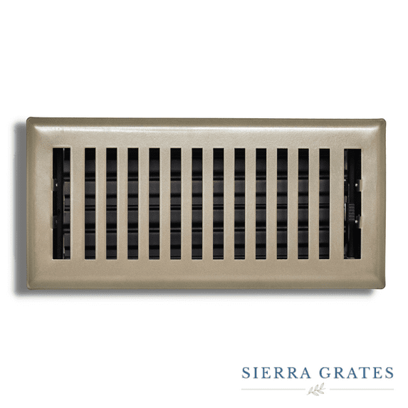 Sierra Grates 4” x 12” Contemporary Design Floor Register - Metallic Ash color, with Air Filter - Vent Cover for Home Floor, Rectangle
