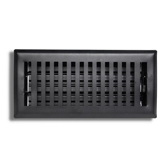 Sierra Grates 4” x 12” Contemporary Floor Register, Cast Iron Black with Air Filter - Decorative heating and cooling floor register grille and vent cover