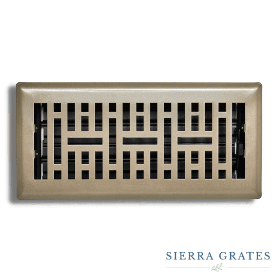 Sierra Grates 4” x 12” Metro Design Metallic Ash Finish Floor Register with Air Filter