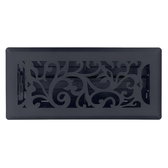 Sierra Grates FR08-410-0102 4" x 10" Cast Iron Black Floral Floor Register (FLR410-BLK)
