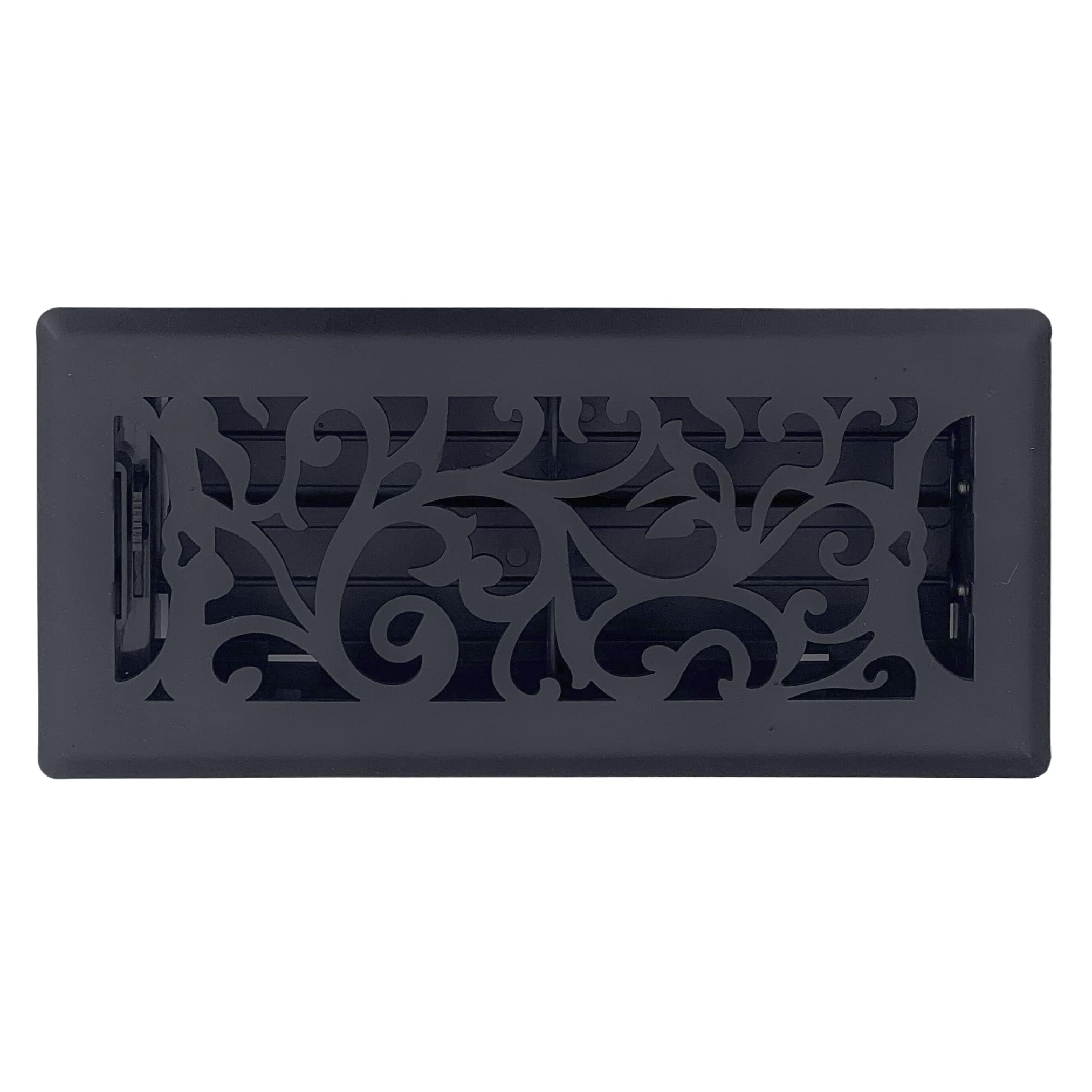 Sierra Grates FR08-414-0201 4" x 14" Cast Iron Black Floral Floor Register (FLR414-BLK)