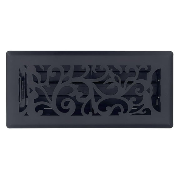 Sierra Grates FR08-414-0201 4" x 14" Cast Iron Black Floral Floor Register (FLR414-BLK)