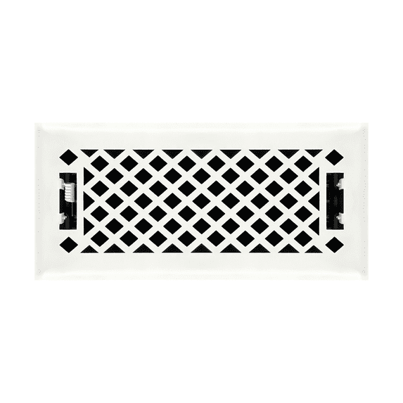 Sierra Grates Lattice Floor Register - 4 x 10 Hole Size - Glacier White Finish