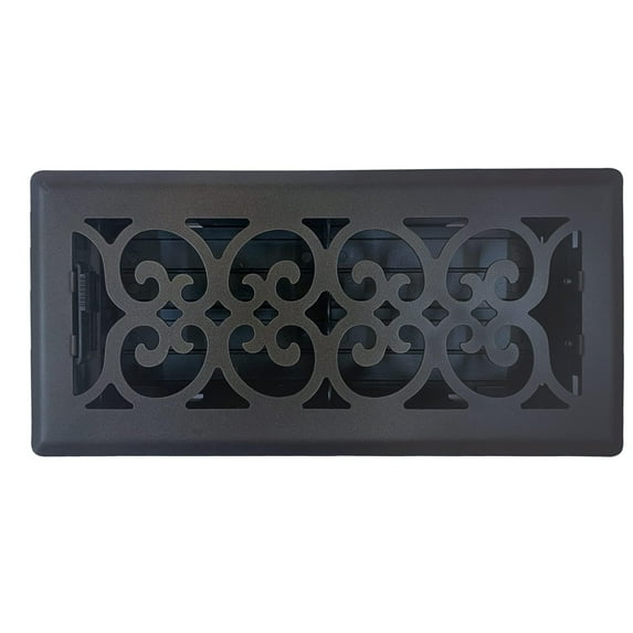 Sierra Grates VIC414-BLK 4" x 14" Victorian Cast Iron Black Floor Register with Air Filter