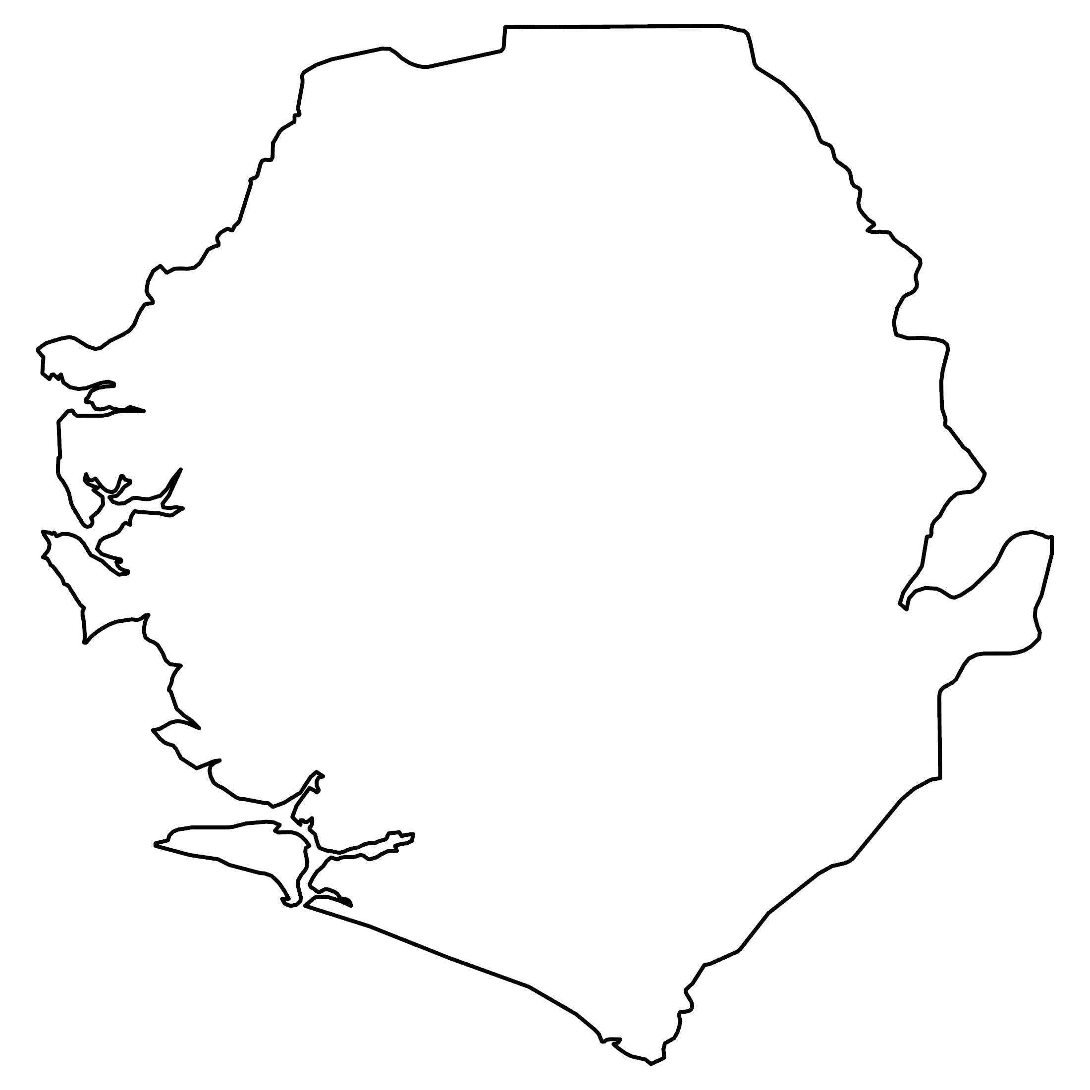 Sierra Leone Blank Outline Map GLOSSY POSTER PICTURE PHOTO PRINT BANNER ...