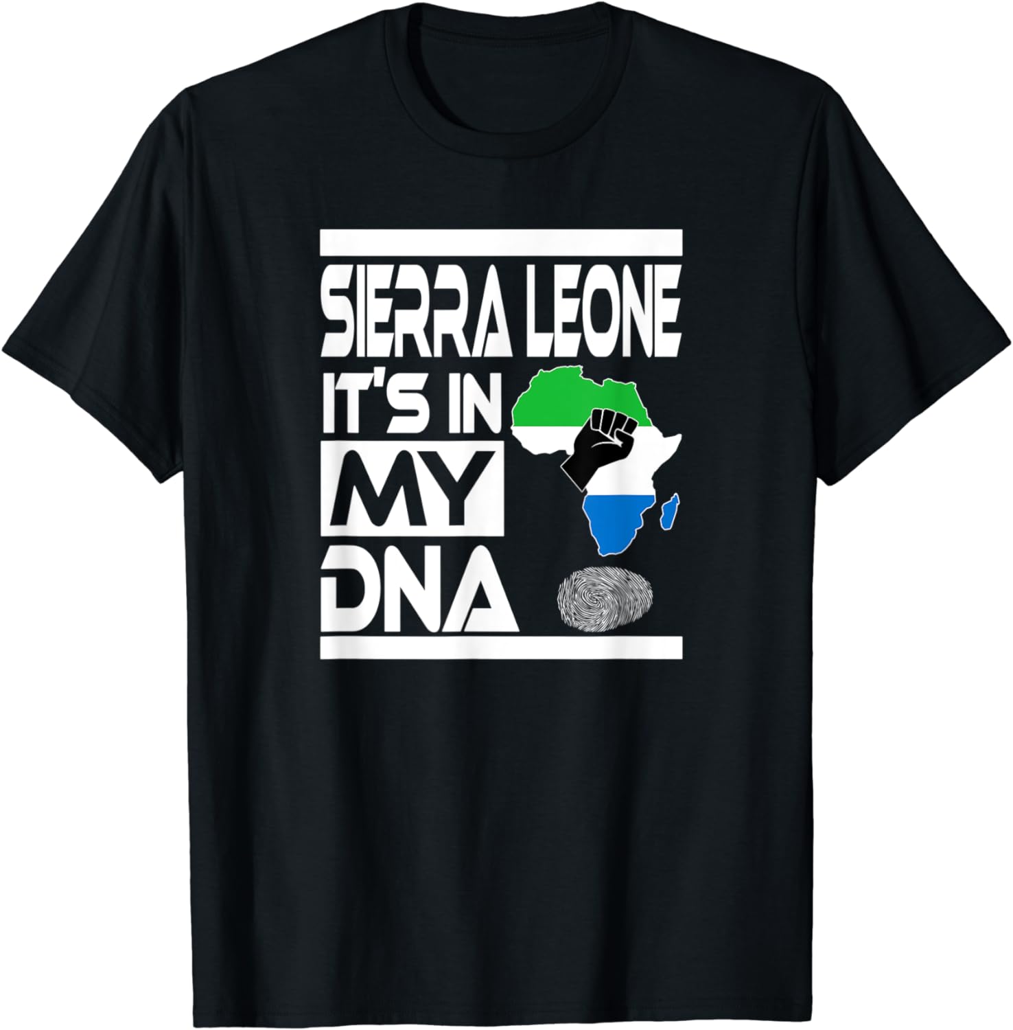 Sierra Leone It's In My DNA With Flag Africa Map Raised Fist Cotton T