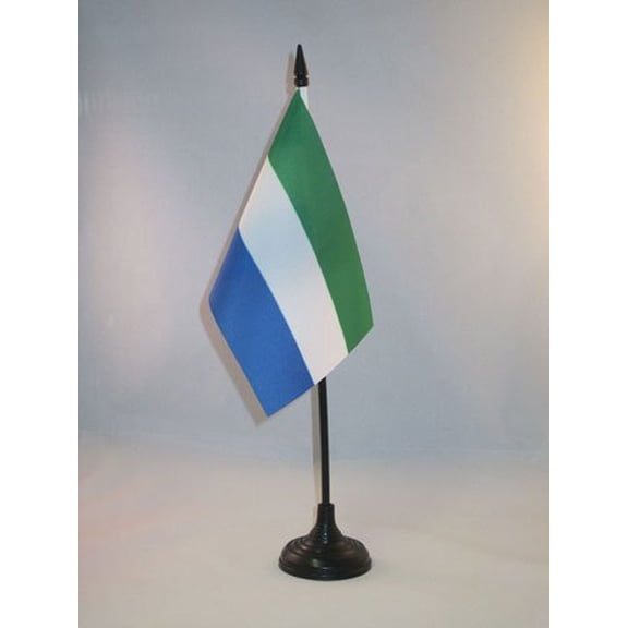 AZ FLAG Sierra Leone Table Flag 4x6 in 100D Polyester Plastic Base 15x10 cm