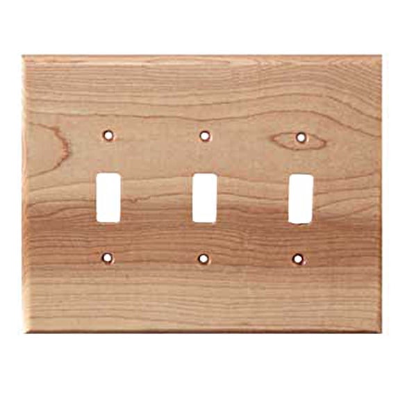 Switch Plate - Traditional - 3 Toggle - Natural Maple