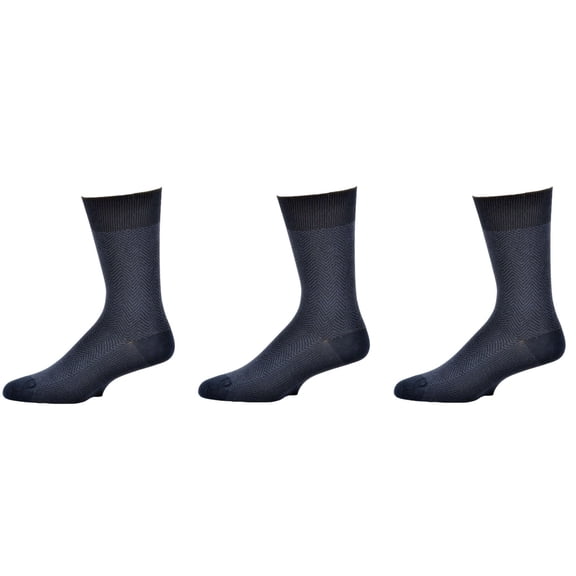 Sierra Men's Rayon from Bamboo Herringbone Dress Casual Crew Socks (Shoe Size 10-12, Navy)