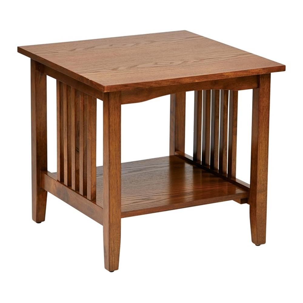 Sierra 20" Brown Wood End Table with Storage Shelf