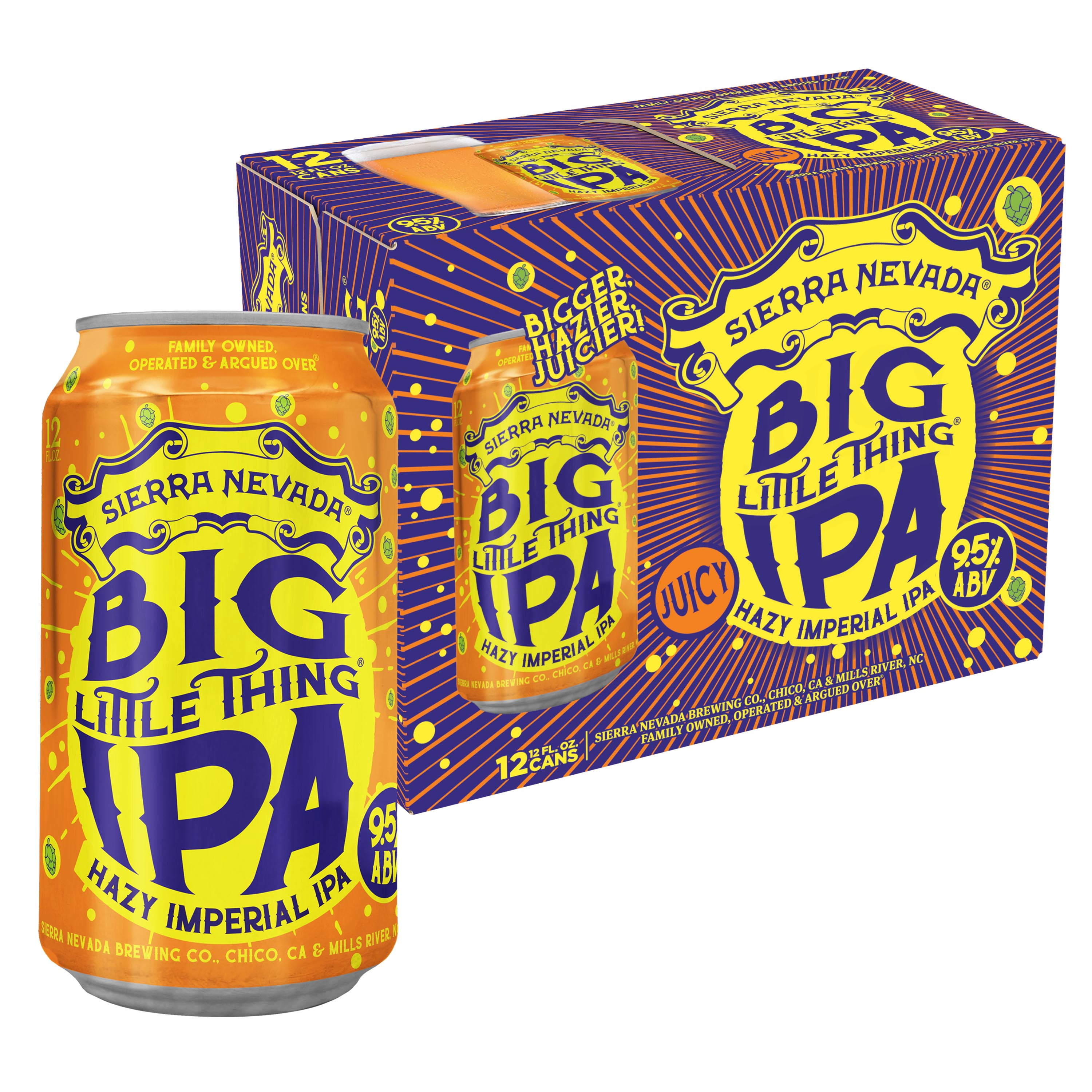 Sierra Nevada Big Little Thing Hazy Imperial IPA Craft Beer 12 Pack,12 fl oz Aluminum Cans, 9.5% ABV