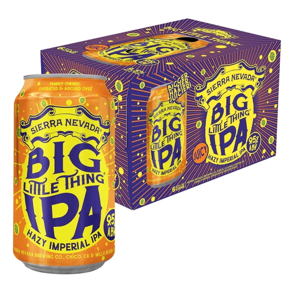 Sierra Nevada Big Little Thing Hazy Imperial IPA Craft Beer, 6 Pack, 12 fl oz Aluminum Cans, 9.5% ABV